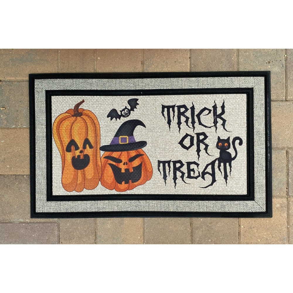 Trick or treat Funny Doormat, Halloween Door Mat, Jack-o-lantern, Welcome mat